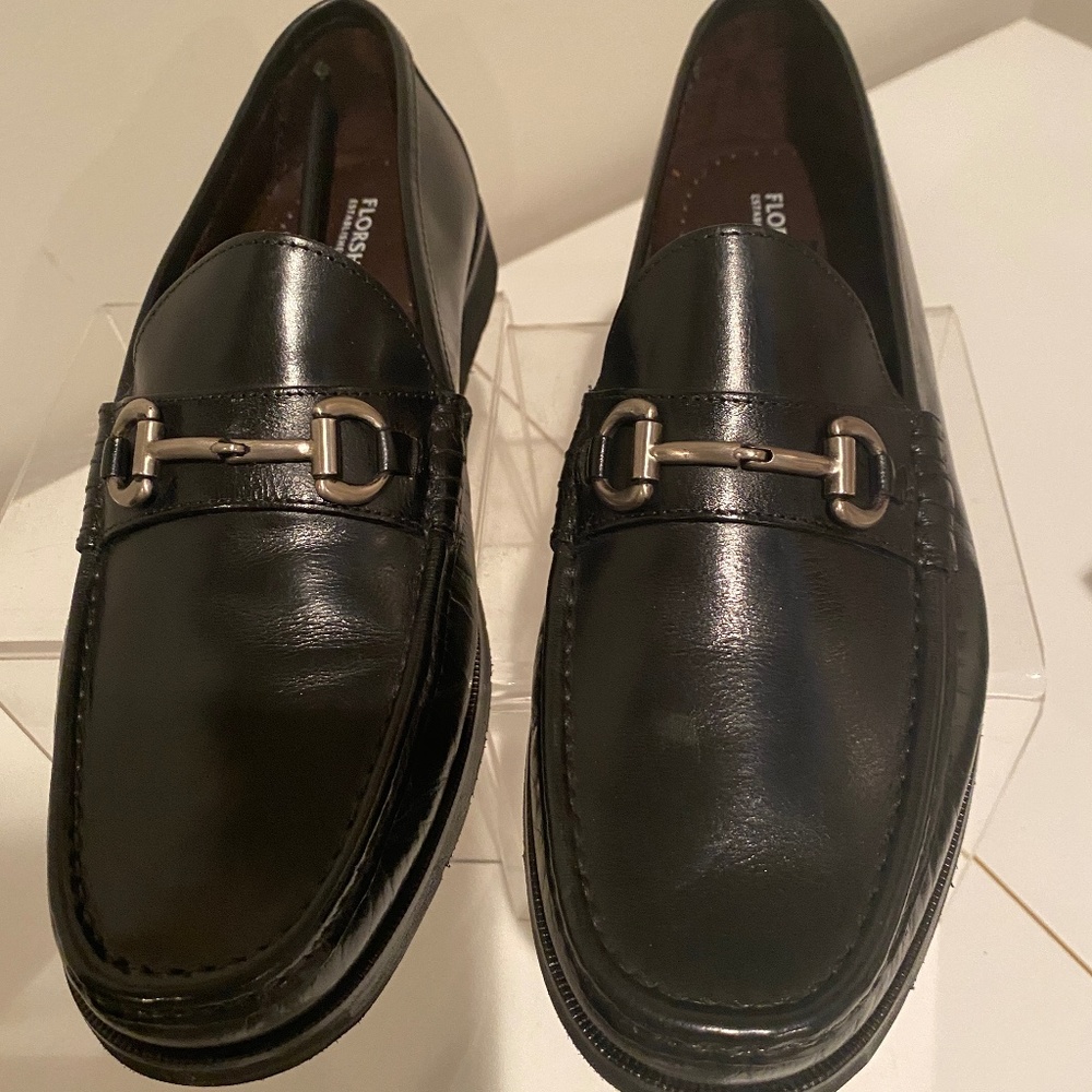 Mens NEW Florsheim Tuscany Bit black leather slip on loafer shoe size 10 3E